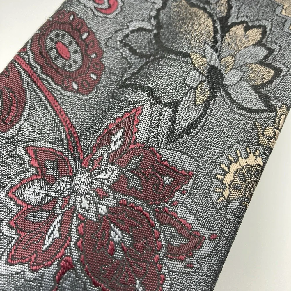 Editions by Van Heusen Men's Necktie Tie‎ Gray Red Floral Classic Length